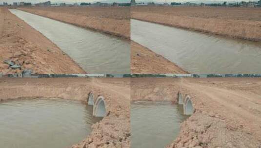 乡村振兴农村基本农田灌溉水渠修整高清在线视频素材下载