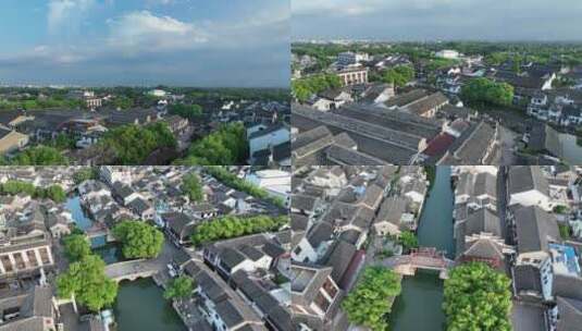 同里古镇清晨航拍高清在线视频素材下载