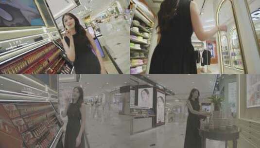 原创美女女生逛商场购物高清在线视频素材下载