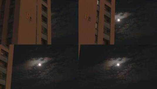 4k航拍夜空月亮高清在线视频素材下载