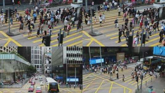 香港街头车流人流高清在线视频素材下载