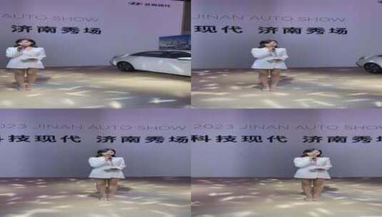 2023齐鲁国际车展，靓丽车模走秀高清在线视频素材下载