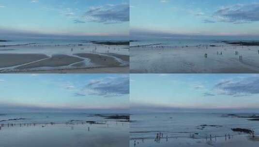 海岸线沙滩航拍海边海滩海水游客旅游风光高清在线视频素材下载