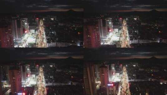 贵州凯里北京西路城市夜景灯光交通航拍高清在线视频素材下载