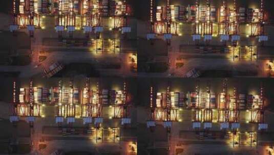 宁波舟山港北仑集装箱码头港口俯瞰航拍高清在线视频素材下载