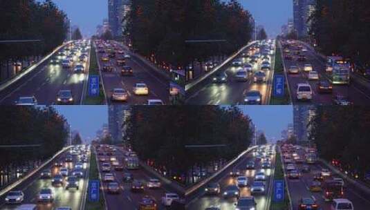 中国北京市夜晚汽车车流交通景观高清在线视频素材下载