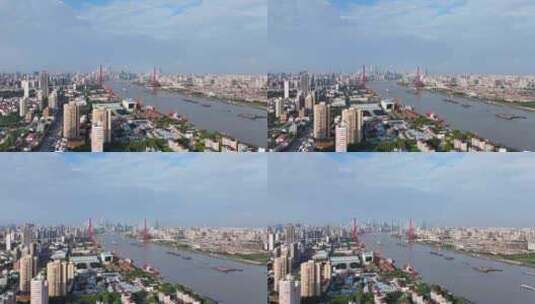 上海航拍杨浦大桥与陆家嘴高清在线视频素材下载