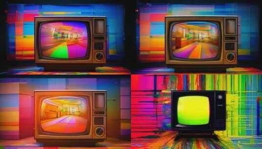 彩色故障电视抽象意向高清在线视频素材下载