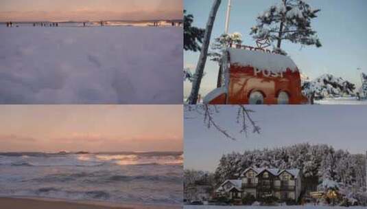 下雪的傍晚  城市下雪  雪景 下雪黄昏高清在线视频素材下载