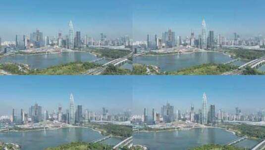 深圳城市建设航拍中国华润春笋大厦建筑工地高清在线视频素材下载