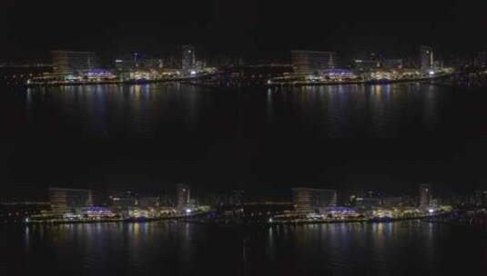 厦门湖里五缘湾国际游艇汇五缘大桥夜景航拍高清在线视频素材下载