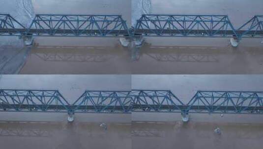黄河包头段铁路大桥高清在线视频素材下载