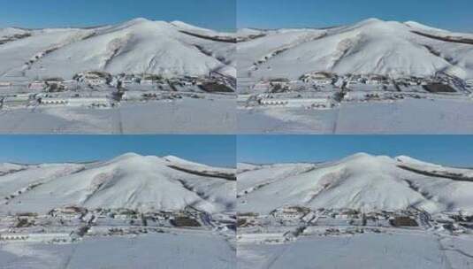 呼伦贝尔冬季山村雪村嘎查山里人家高清在线视频素材下载