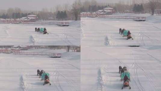 哈尔滨伏特加庄园游玩雪景航拍高清在线视频素材下载