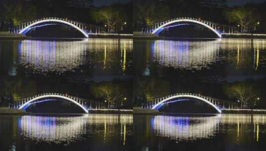 深圳坪山中心公园拱桥夜晚灯光高清在线视频素材下载