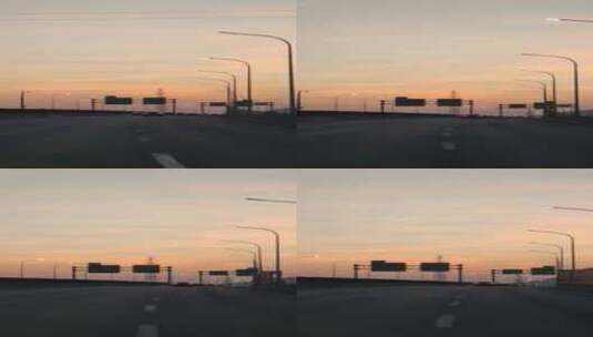 竖屏傍晚行驶在高速路上第一视角高清在线视频素材下载
