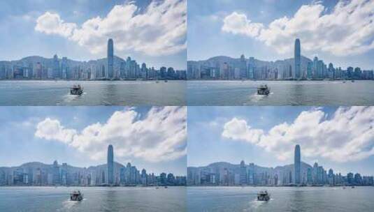 香港维多利亚港中环城市天际线延时高清在线视频素材下载
