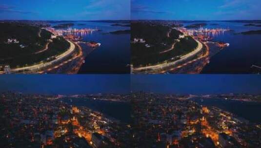 海边海滨城市夜景高清在线视频素材下载