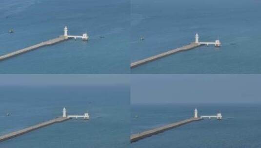 天成台观海长廊灯塔航拍高清在线视频素材下载