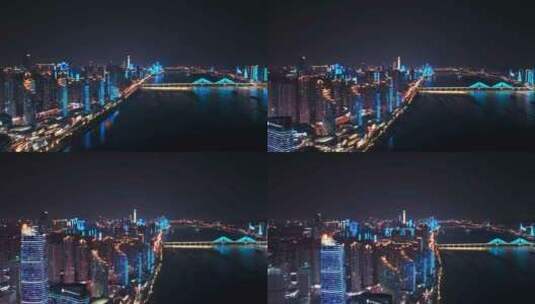 长沙夜景城市航拍景色高清在线视频素材下载