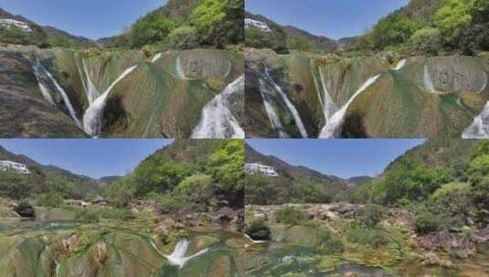 航拍贵州黄果树瀑布瀑布河流蓝天白云景区高清在线视频素材下载