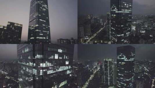 重庆夜景 城市航拍 英利国际 楼宇 大厦高清在线视频素材下载