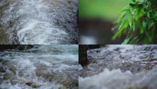 河流 水流   下雨天 树叶 水滴 下雨高清在线视频素材下载