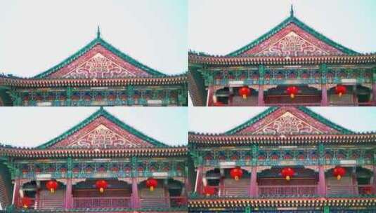 春节古城楼红灯笼高清在线视频素材下载