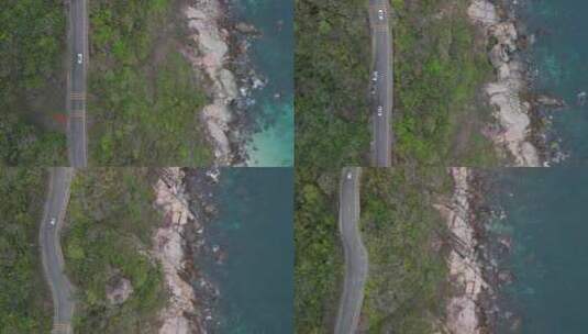 三亚沿海公路航拍高清在线视频素材下载
