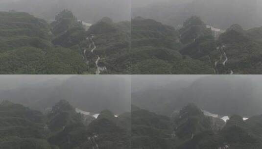 河南焦作云台红石峡瀑布茱萸峰山峰景区航拍高清在线视频素材下载