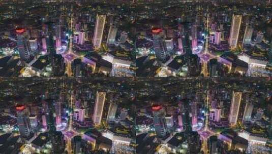 江苏南京新街口城市夜景航拍移动延时高清在线视频素材下载
