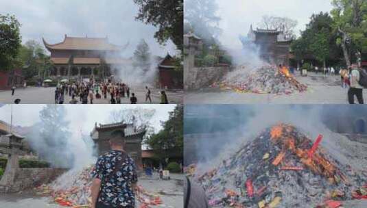 湖南衡阳南岳庙烧香拜神寺庙寺院高清在线视频素材下载