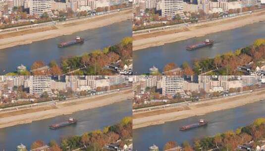 武汉琴台汉江湾月湖风景区建筑地标航运轮船高清在线视频素材下载