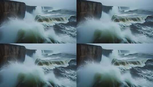 海边悬崖海浪冲击景象高清在线视频素材下载