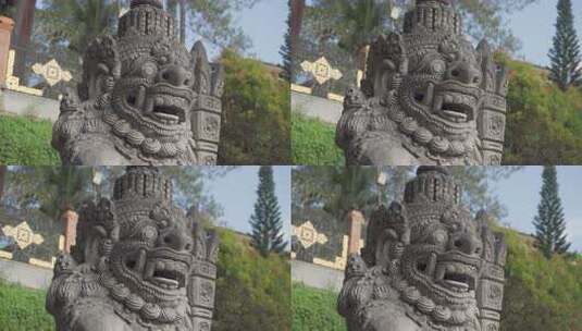 印度教巴厘岛寺庙守护者雕像的特写镜头高清在线视频素材下载