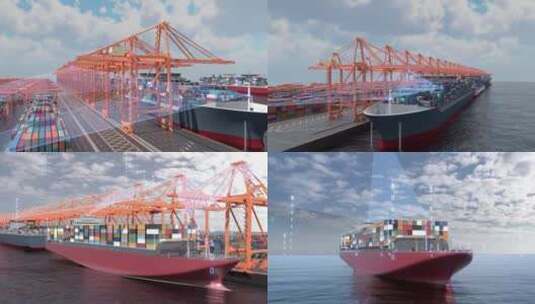 现代化港湾进出口国际贸易运输流程高清AE视频素材下载