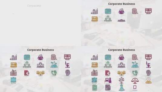 时尚商务平面图标动画展示AE模板高清AE视频素材下载