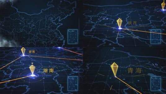 蓝色科技地图光线穿梭精准定位高清AE视频素材下载