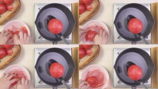 西红柿剥皮高清在线视频素材下载