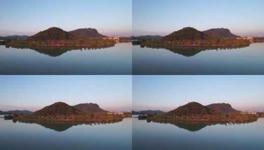 杭州湘湖旅游度假风景区压湖山航拍高清在线视频素材下载