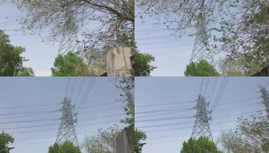 夏天 电线杆 风 树高清在线视频素材下载