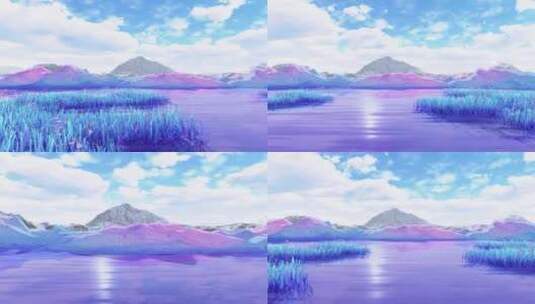 唯美梦幻的山水湖面 唯美梦幻雪山高清在线视频素材下载