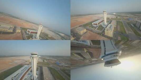 【穿越机航拍】吴川国际机场塔台翻转运镜高清在线视频素材下载