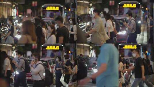 香港港岛中环马路人流繁忙镜头高清在线视频素材下载