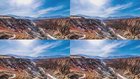 大峡谷 丹霞 雪山 蓝天白云延时摄影高清在线视频素材下载