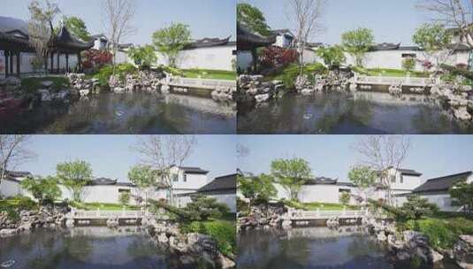 传统中式园林凉亭建筑江南水乡苏州园林建筑高清在线视频素材下载