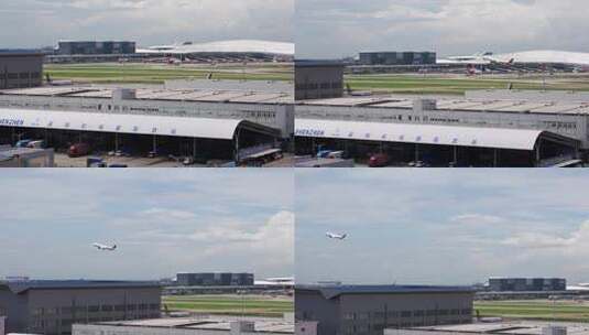 深圳机场航空货运物流公司前飞机起飞高清在线视频素材下载