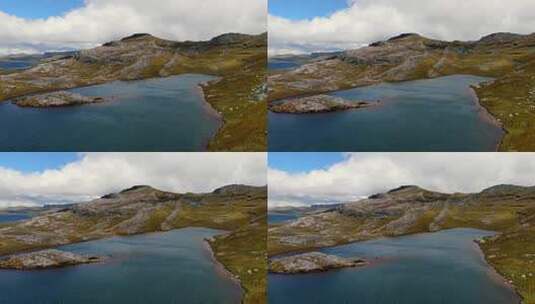 湖水与山坡高清在线视频素材下载
