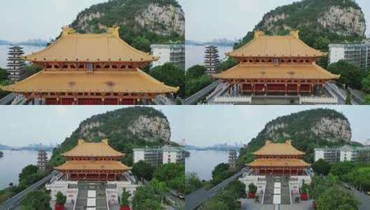 航拍柳州文庙柳江风光高清在线视频素材下载