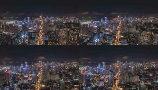 深圳南山区科技园高新园区夜景航拍高清在线视频素材下载